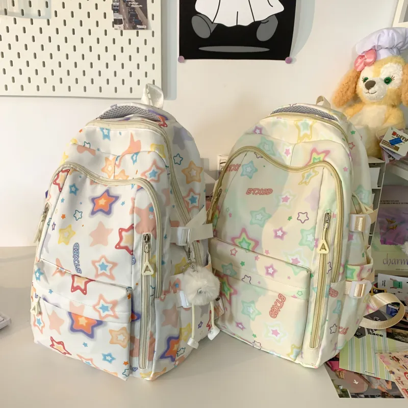 URBAN FOREST Nylon Backpack Regular Unisex Black/Yellow/Pink/White-7