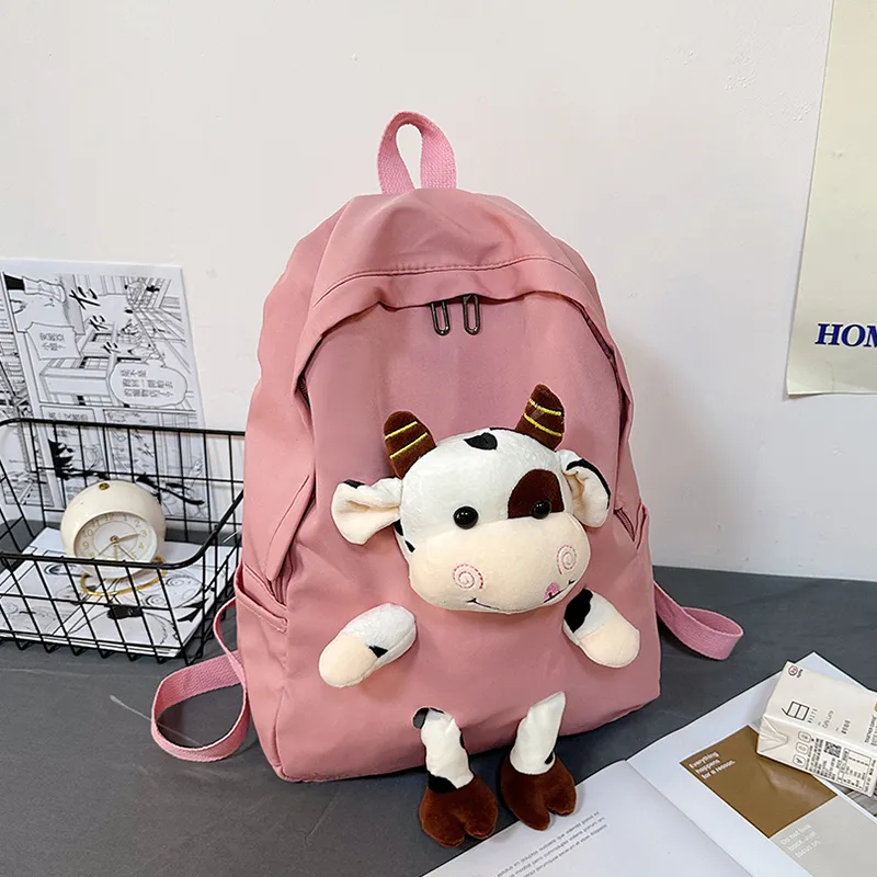 URBAN FOREST Nylon Backpack Unisex Blue/Pink/Black/White/Cow Color-7