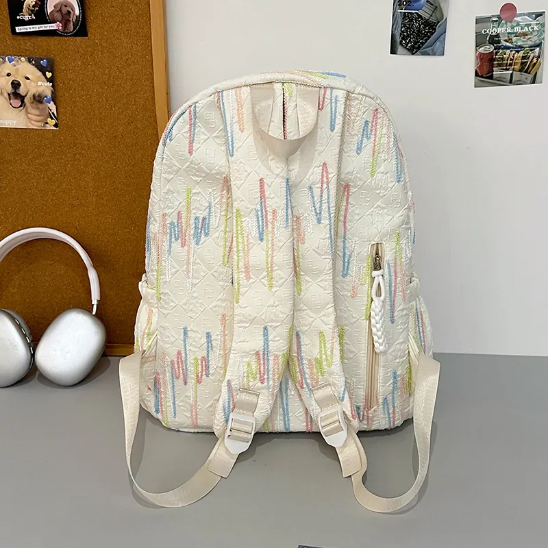 URBAN FOREST Nylon Backpack Regular Unisex Ecru/Black/Violet/Pink-4