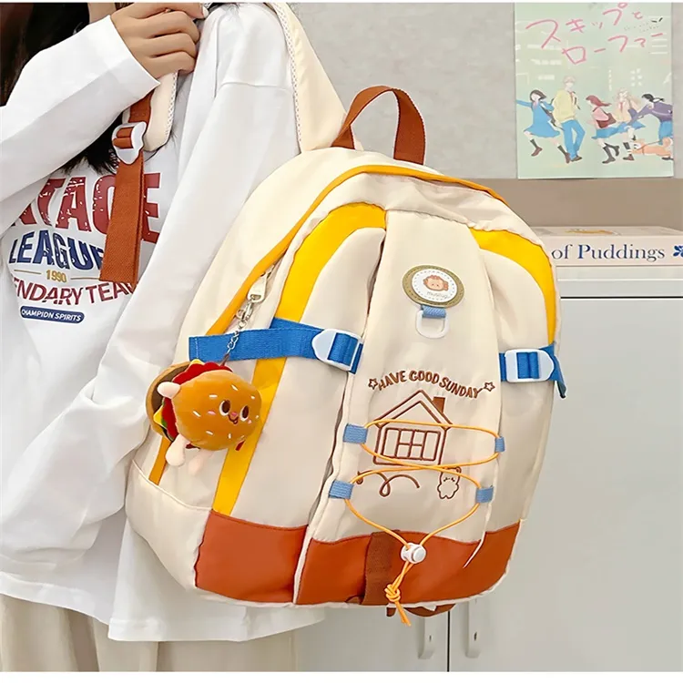 URBAN FOREST Nylon Backpack Regular Unisex White & Pink Blue/White & Yellow Blue/White & Yellow Green Black-7