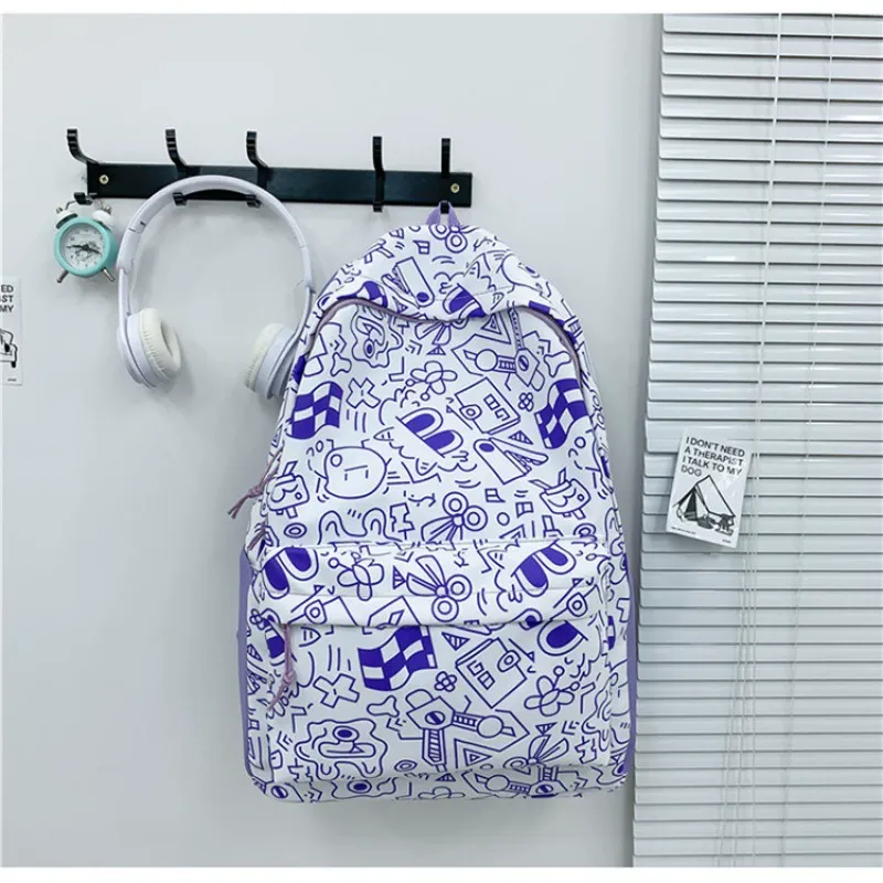 URBAN FOREST Nylon Backpack Unisex Red/Purple/Blue/Black-3