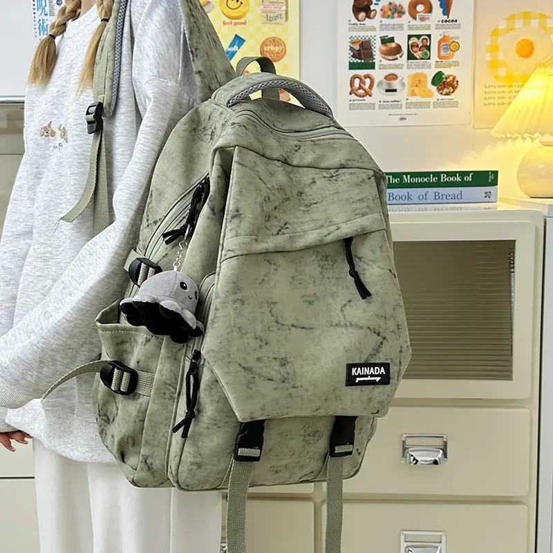 URBAN FOREST Nylon Backpack Unisex Ecru/Black/Burgundy/Green-22