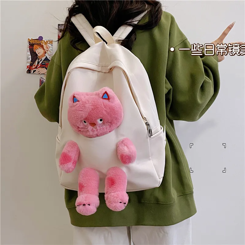 URBAN FOREST Nylon Backpack Women's White/Black/Khaki/Green/Blue/Pink-2