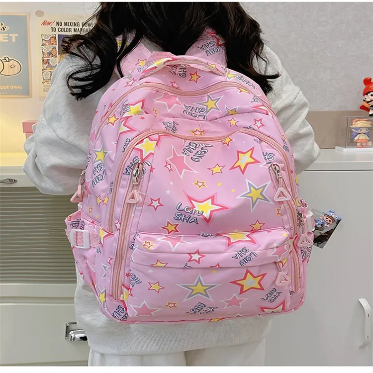 URBAN FOREST Polyester Backpack Unisex Purple/White/Black/Green/Blue/Pink-16