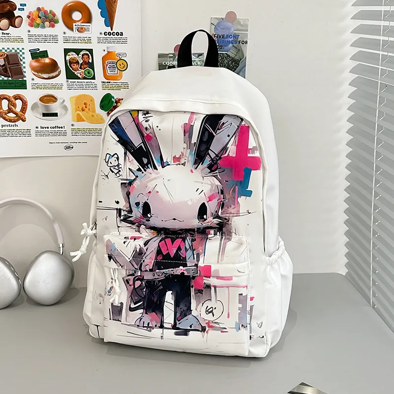 URBAN FOREST Nylon Backpack Unisex Black/White-2