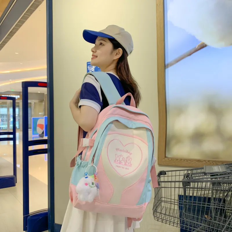 URBAN FOREST Nylon Backpack Unisex Purple/Pink/Black/Blue/Green-7