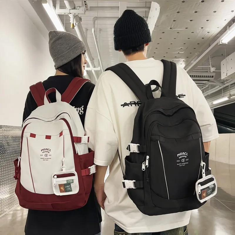 URBAN FOREST Nylon Backpack Unisex Black Red/Purple/Green Blue/Coffee-2