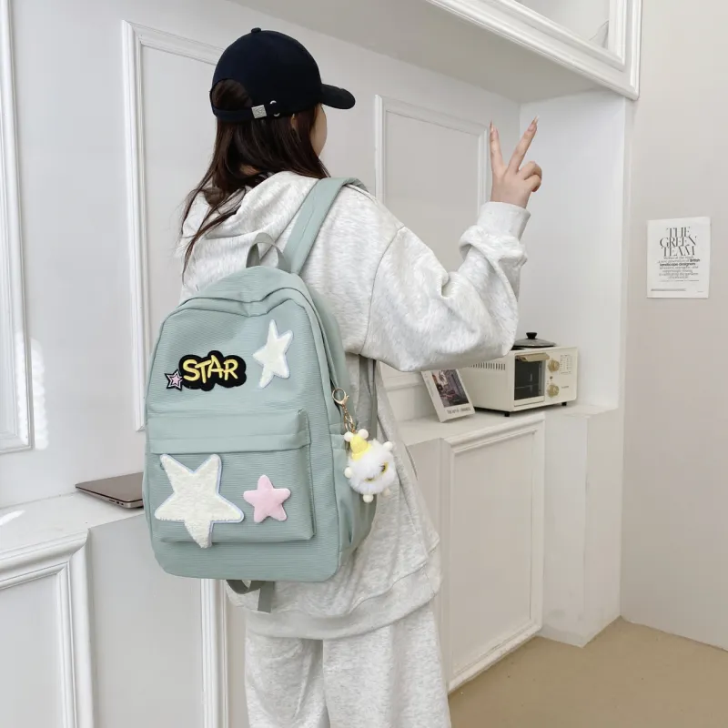 URBAN FOREST Canvas Backpack Unisex Yellow/Green/Pink/Black-8