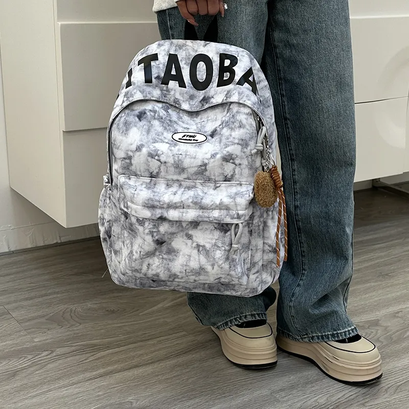 URBAN FOREST Nylon Backpack Unisex White/Black/Burgundy/Green-1