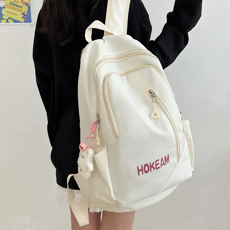 URBAN FOREST Nylon Backpack Unisex Light Green/Pink/Yellow/Black/White-26