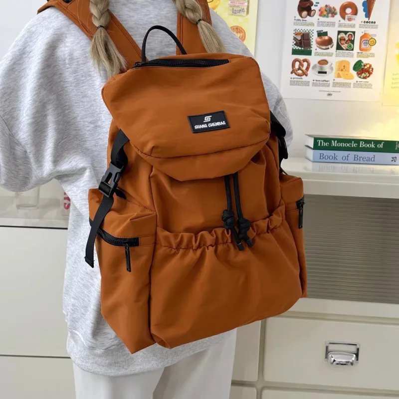 URBAN FOREST Nylon Backpack Unisex Ecru/Light Gray/Black/Orange Red/Khaki-11
