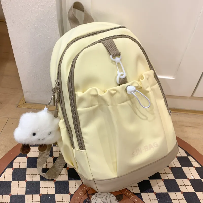 URBAN FOREST Nylon Backpack Unisex Black/Yellow/Green/Blue/Pink-5