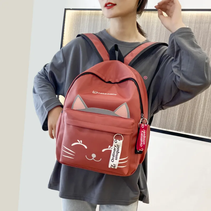 URBAN FOREST Nylon Backpack Regular Unisex Black/Pink/Red/Green-14