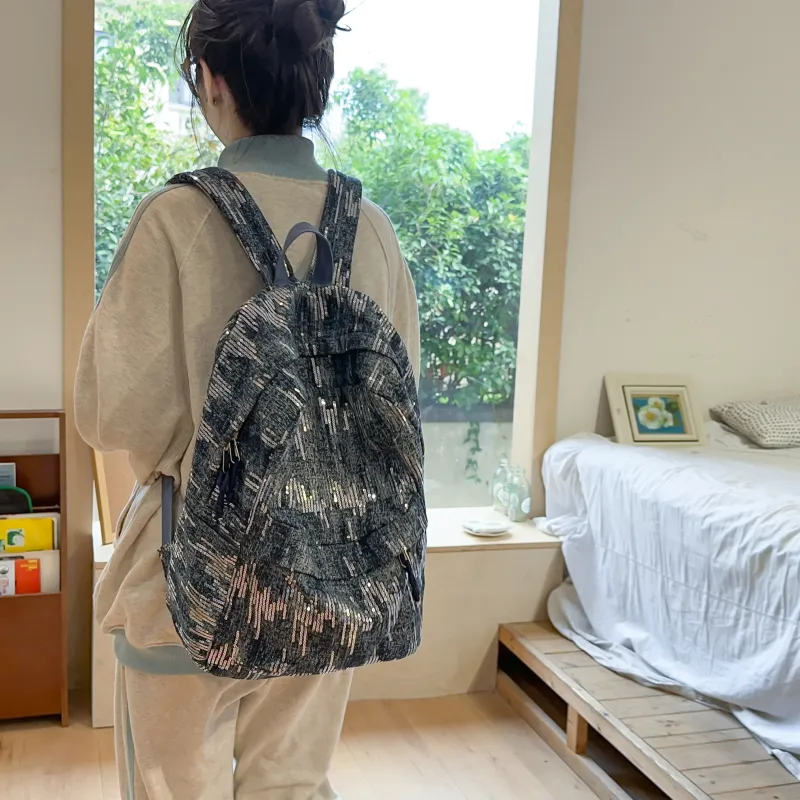 URBAN FOREST Denim Backpack Regular Unisex Black/Light Blue/Dark Blue-17