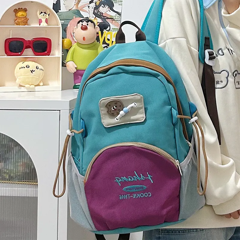 URBAN FOREST Nylon Backpack Large Size Unisex Blue/Pink/Black/White-3
