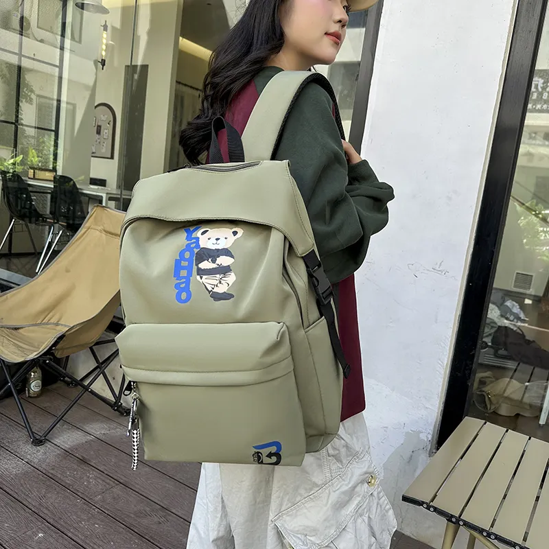 URBAN FOREST Nylon Backpack Unisex Army Green/Dark Blue/Gray/Yellow/Black-5
