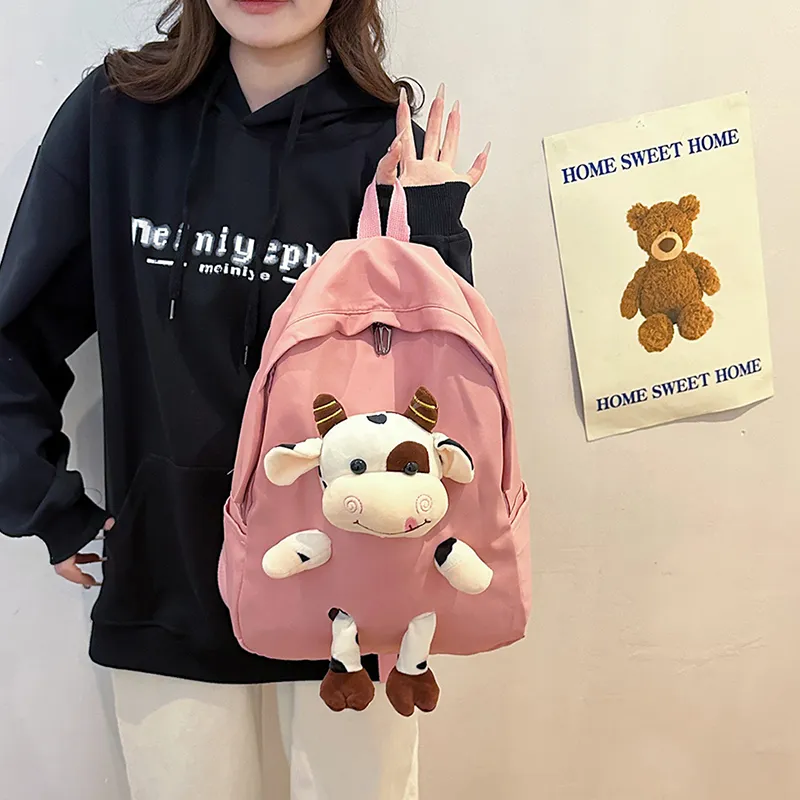URBAN FOREST Nylon Backpack Unisex Blue/Pink/Black/White/Cow Color-8