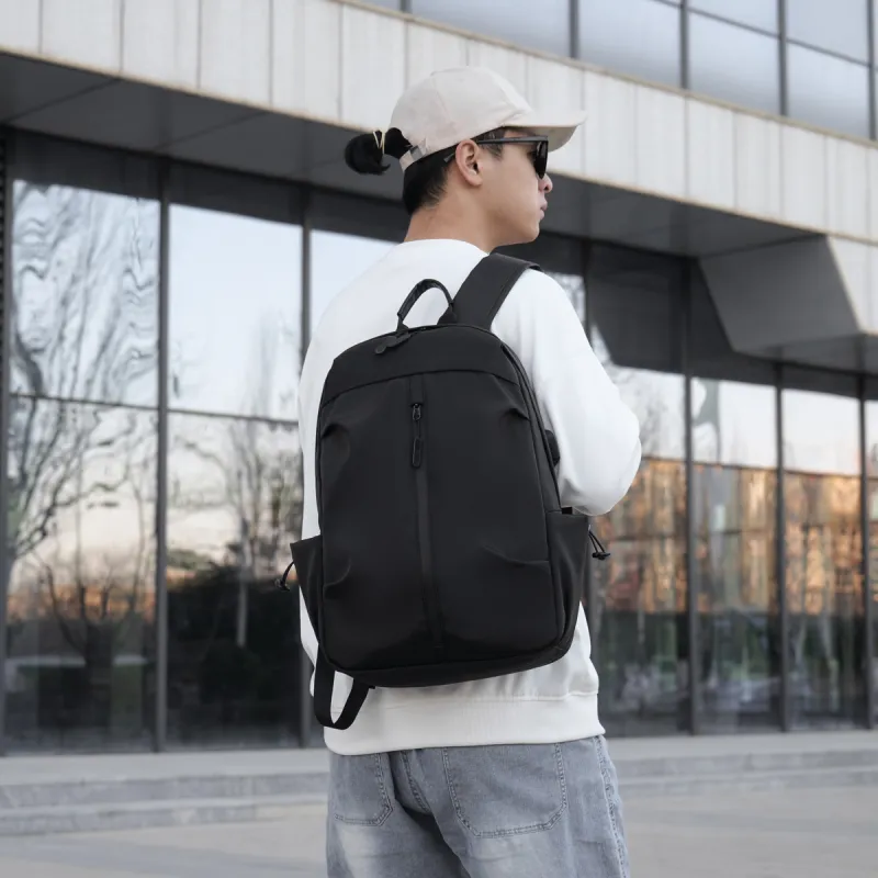 URBAN FOREST Nylon Backpack Unisex Dark Gray, Black-6