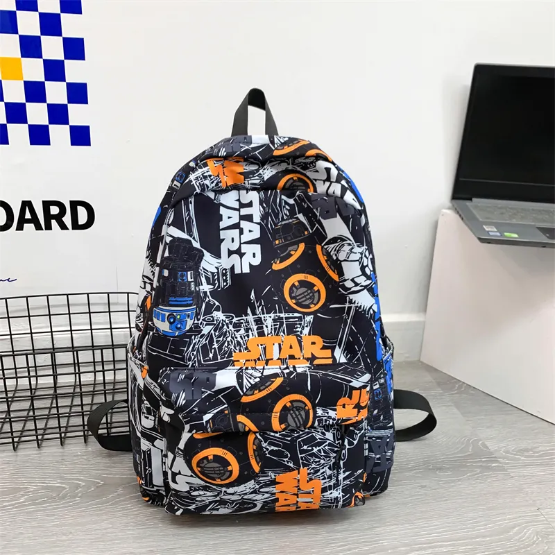 URBAN FOREST Nylon Fabric Backpack Unisex Black/Orange Red/Blue-1