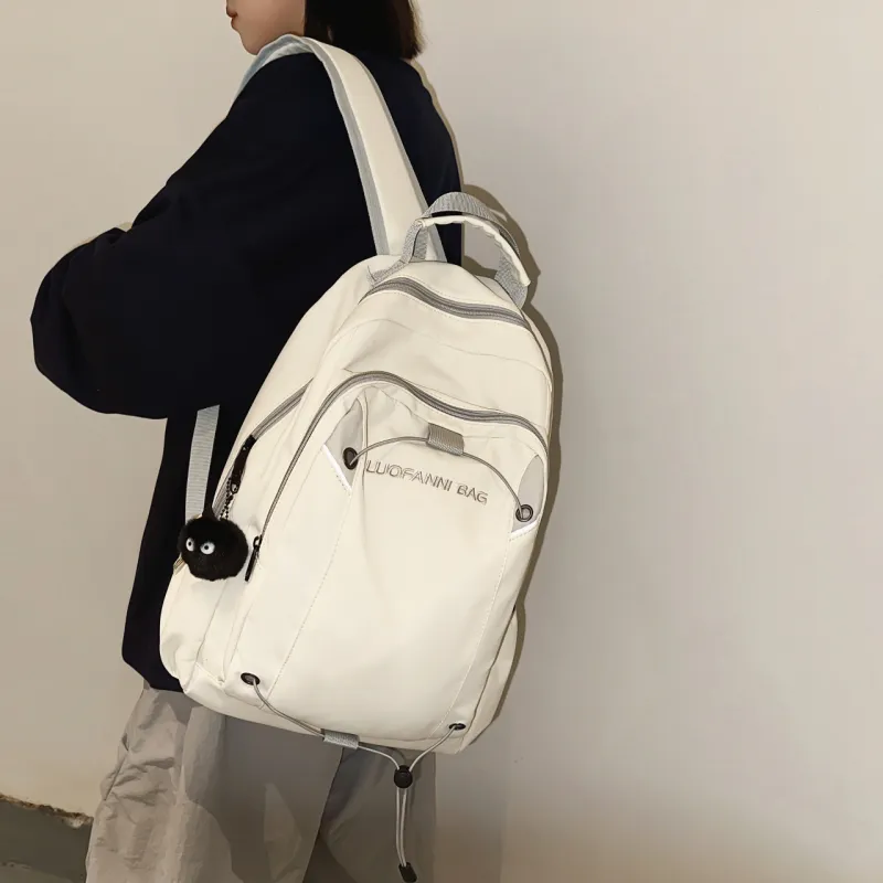 URBAN FOREST Nylon Backpack Unisex Ecru/Black/Khaki/Blue-3