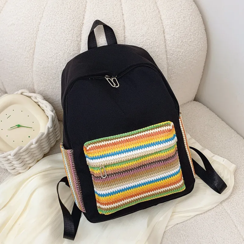 URBAN FOREST Oxford Backpack Regular Unisex Ecru/Black/Green/Pink-10