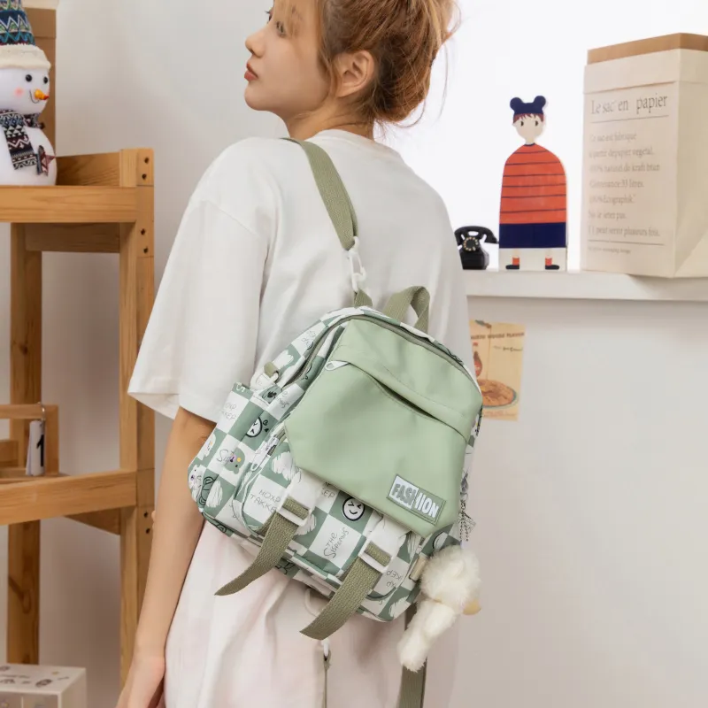 URBAN FOREST Nylon Backpack Unisex Black/Purple/Orange/Green/Blue/Pink-20