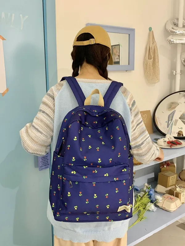 URBAN FOREST Canvas Backpack Unisex Light Blue/Dark Blue-4