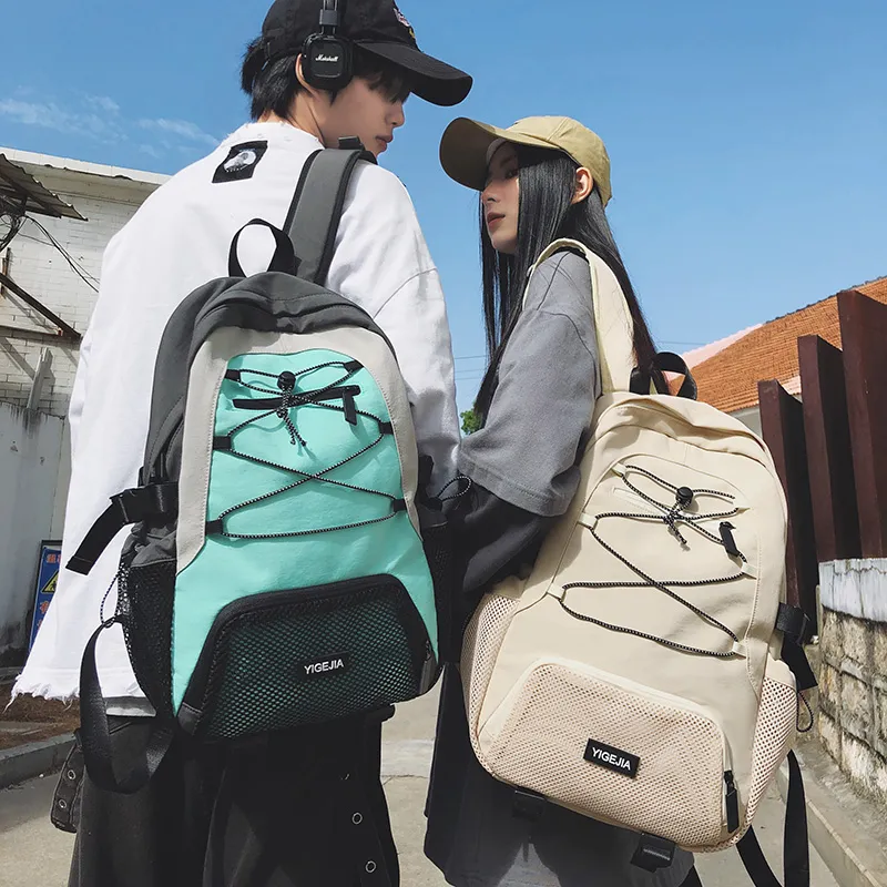 URBAN FOREST Nylon Backpack Unisex Light Green/Violet/Black/Ecru-20