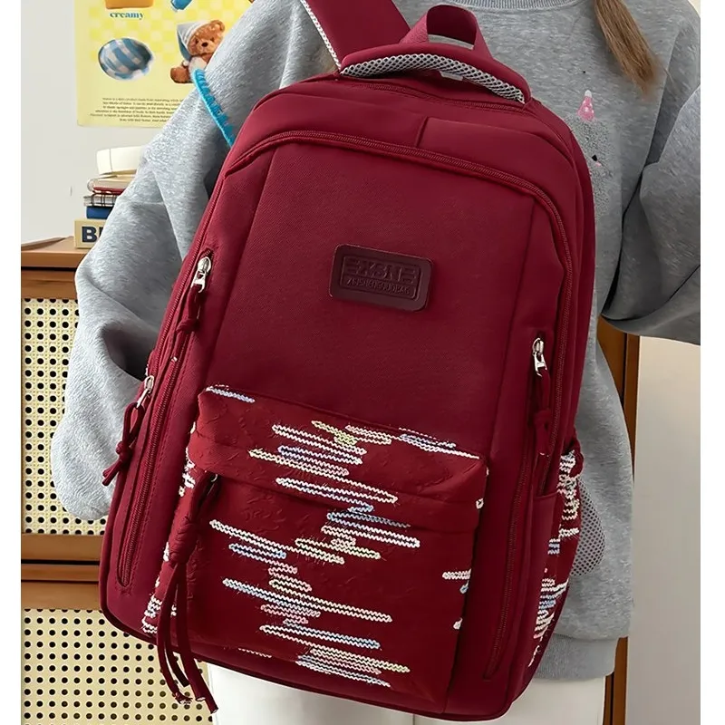URBAN FOREST Nylon Backpack Regular Unisex White/Black/Pink/Burgundy/Blue-8