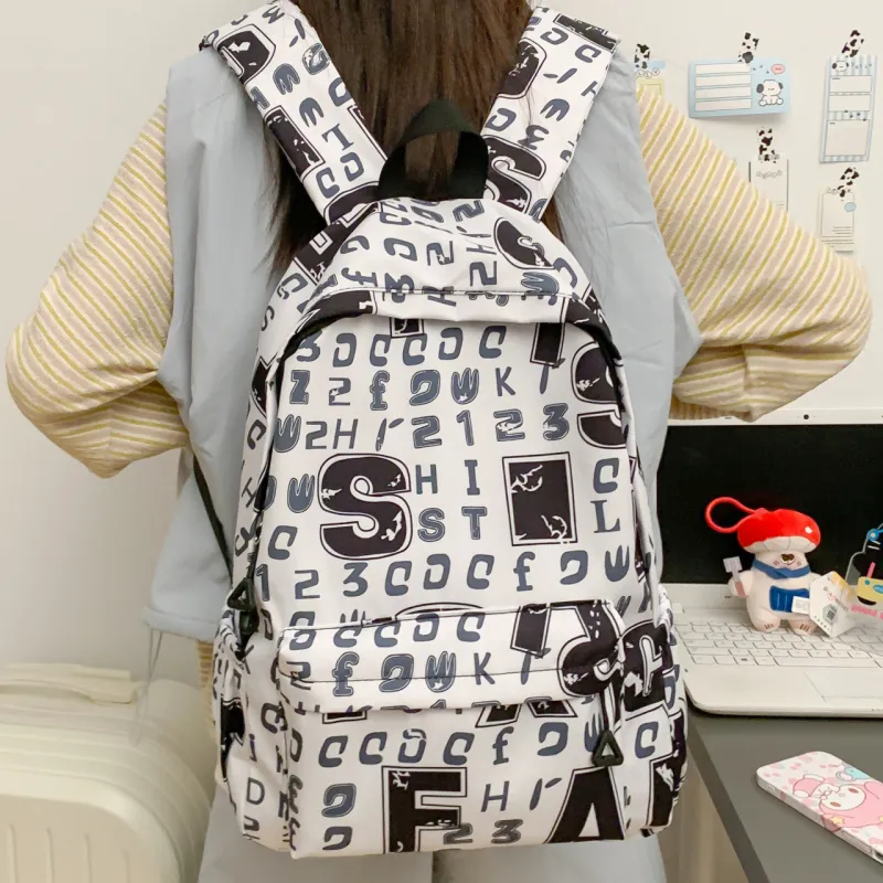 URBAN FOREST Composite Cloth Backpack Unisex Gray White/Ecru Black-9