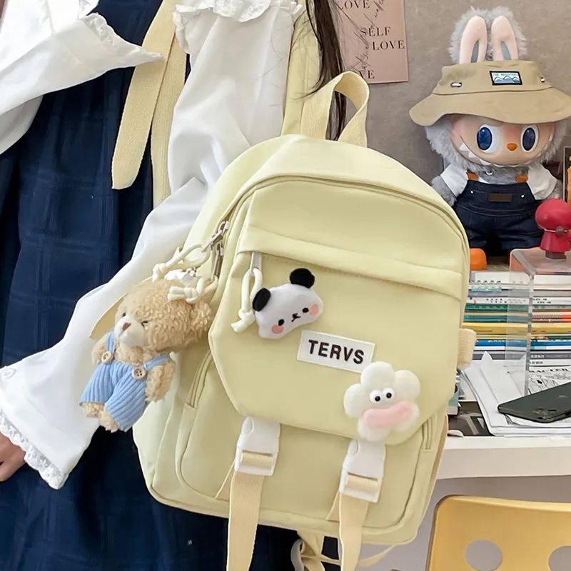 URBAN FOREST Nylon Backpack Unisex White/Black/Yellow/Green/Blue/Pink-17