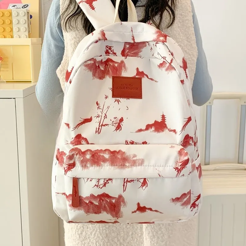 URBAN FOREST Composite Cloth Backpack Unisex Gray/Pink/Red/Green-11