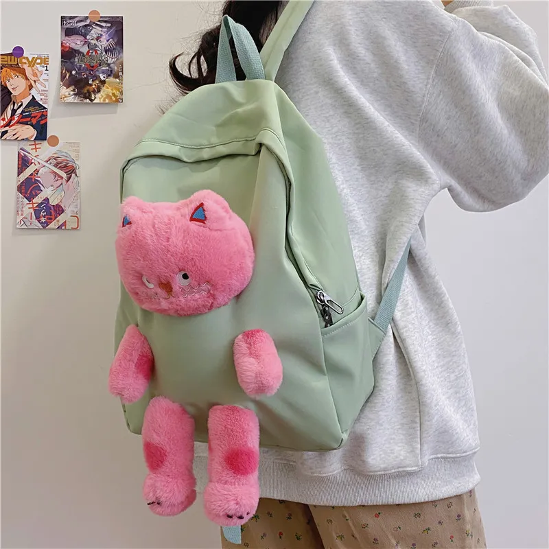 URBAN FOREST Nylon Backpack Women's White/Black/Khaki/Green/Blue/Pink-14