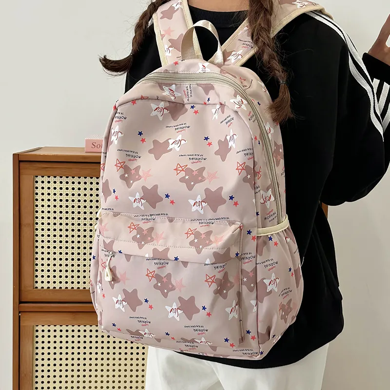 URBAN FOREST Nylon Backpack Unisex Purple/Khaki/Blue/Pink-11