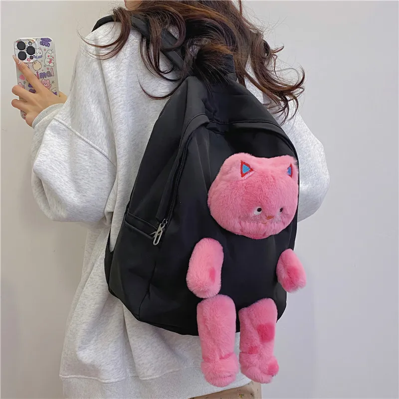 URBAN FOREST Nylon Backpack Women's White/Black/Khaki/Green/Blue/Pink-7