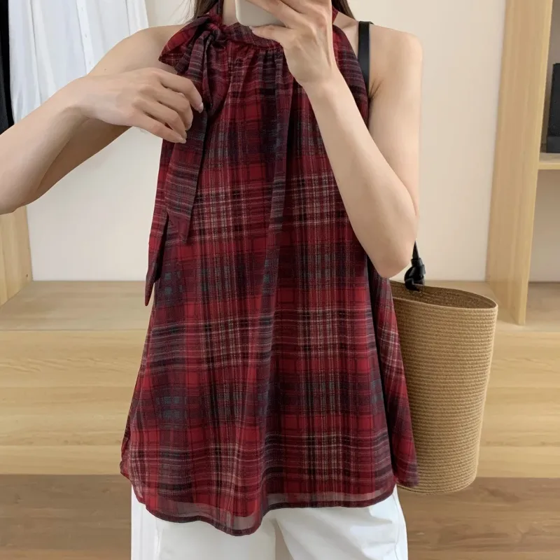 SONDR Tank Tops Women's Red Plaid-2