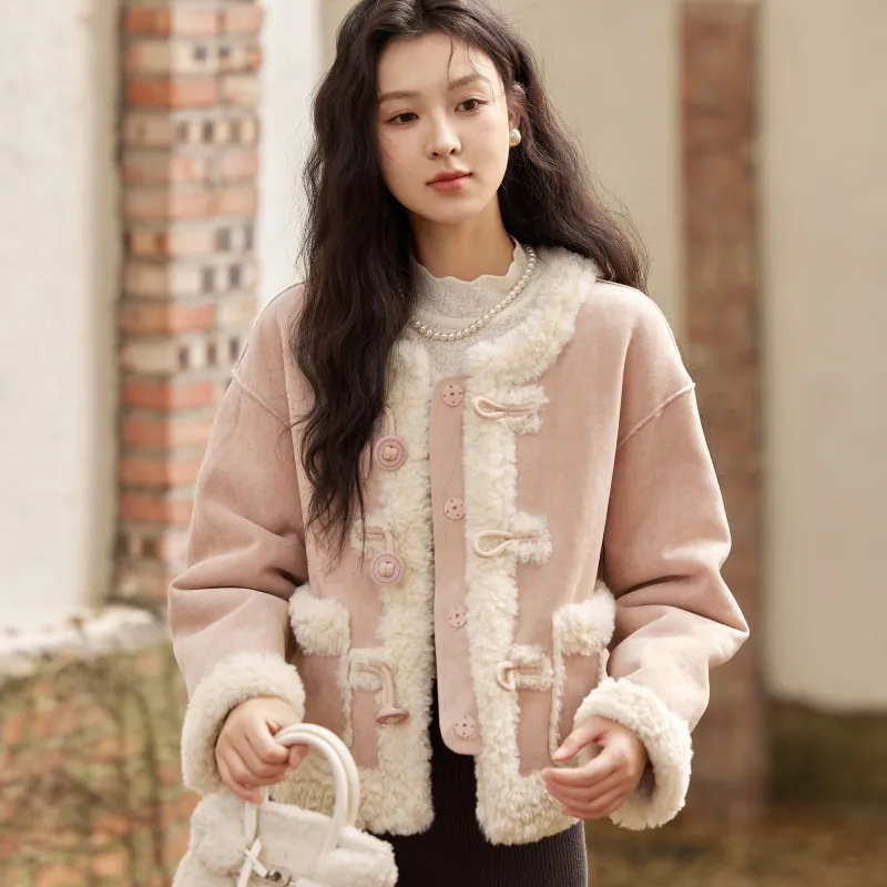MISHOW Velvet-feel Coat Women's Pink-2