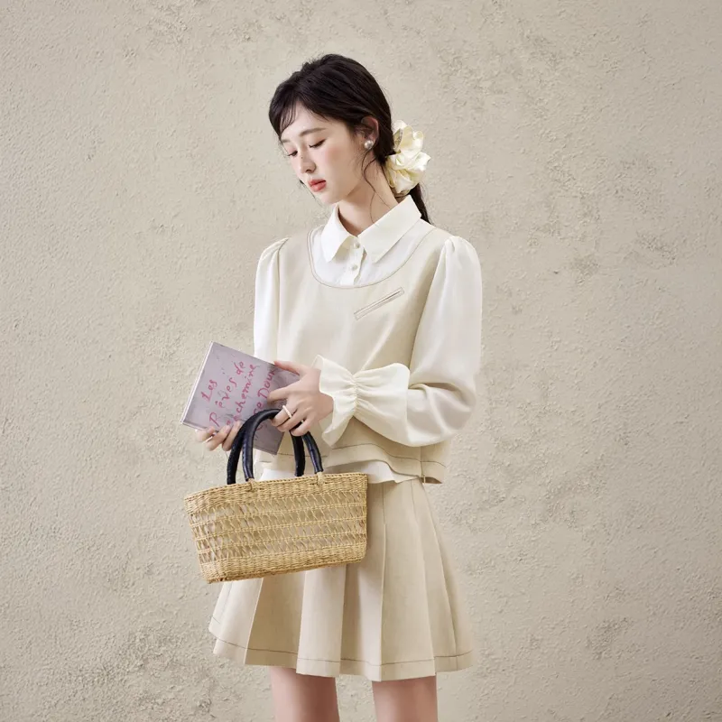 MISHOW Skirt Set Women's Cream Yellow-5