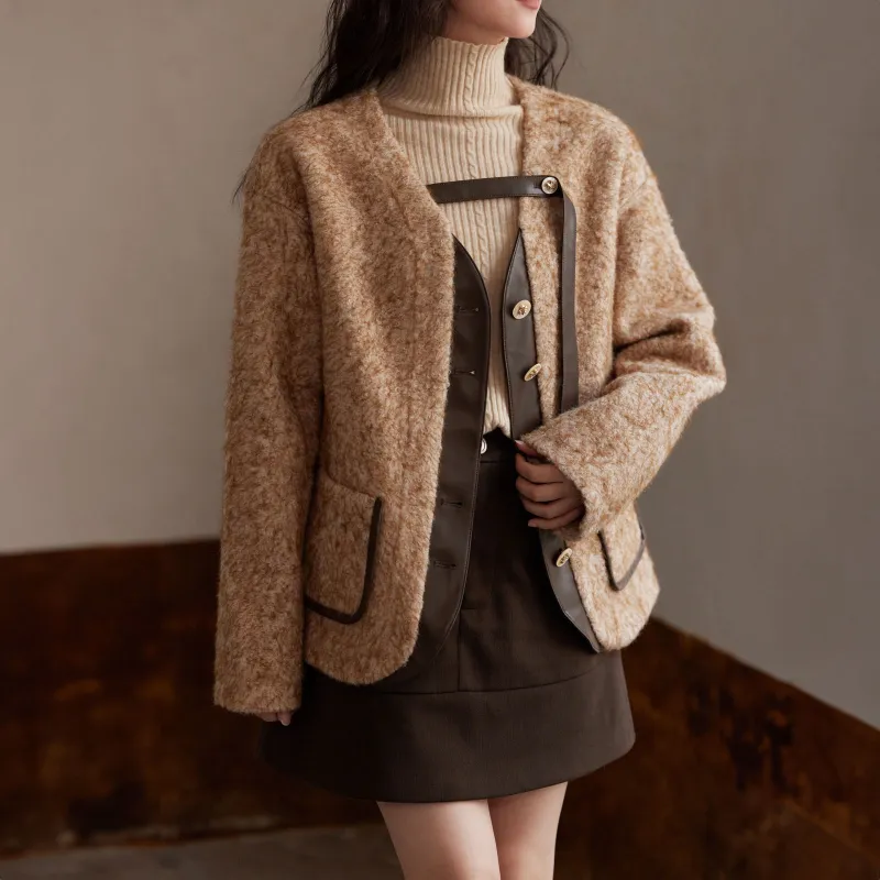 MISHOW Velvet feel Coat Women's Cocoa Yellow-5