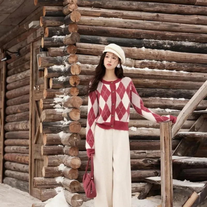 MISHOW Knitwear Women's Vintage Red Plaid-4