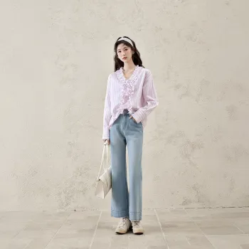 MISHOW Shirt Women's Pink Stripes