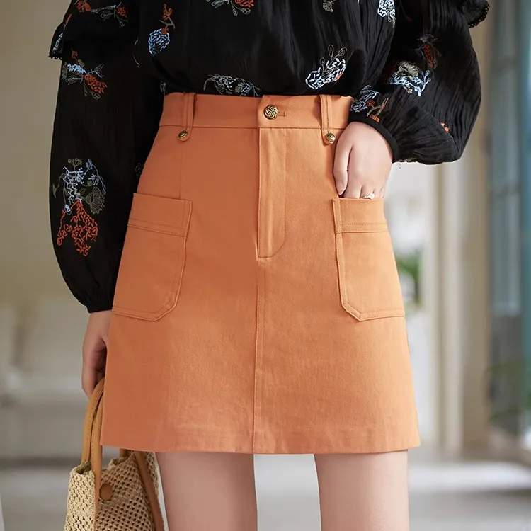 MISHOW Casual Short Skirts Women's Orange-3