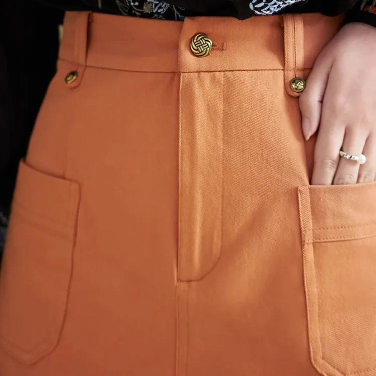 MISHOW Casual Short Skirts Women's Orange-2