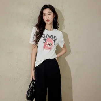 MISHOW Set in Sleeve Cotton T Shirt Women's