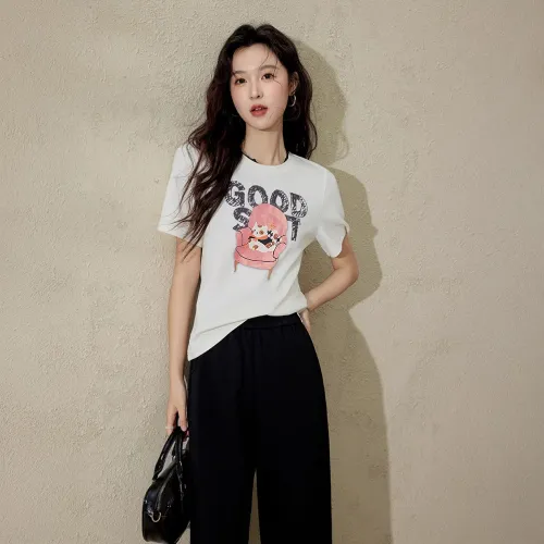 MISHOW Set in Sleeve Cotton T Shirt Women's