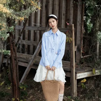 MISHOW Shirt Women's Blue Stripes