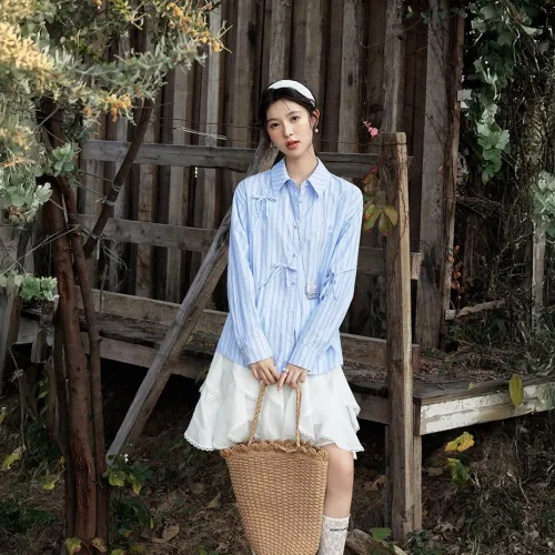 MISHOW Shirt Women's Blue Stripes