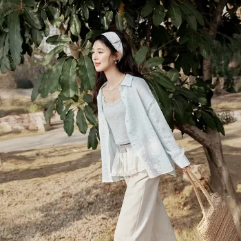 MISHOW Chiffon Shirt Women's Milk Blue