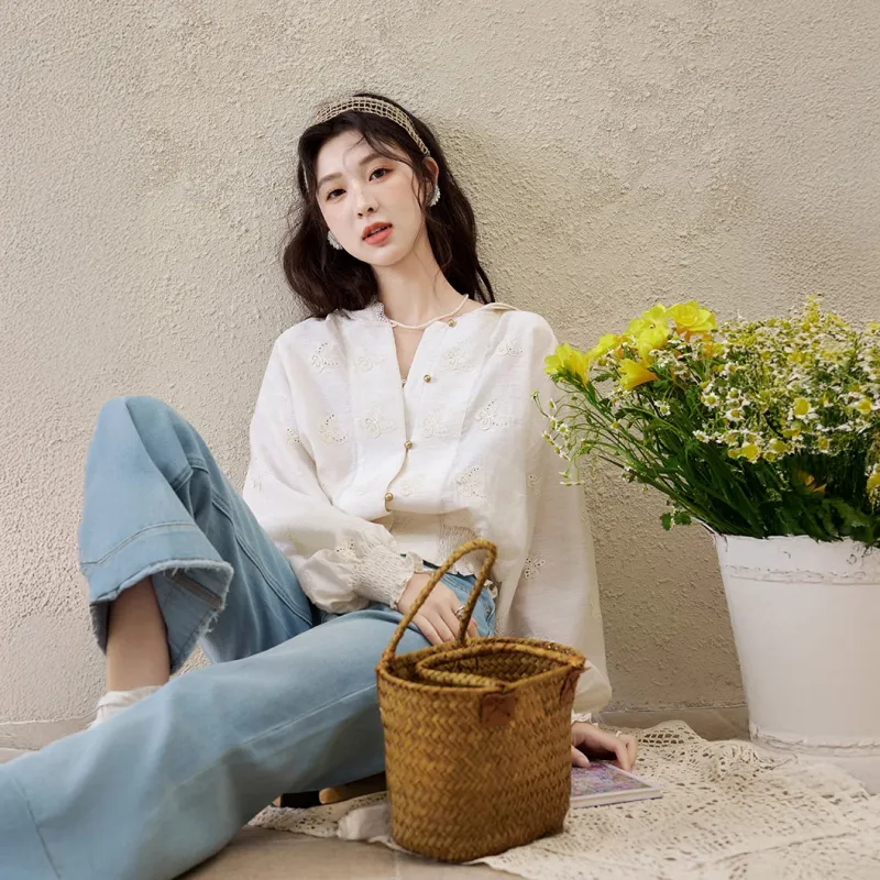 MISHOW Chiffon Shirt Women's Oat White-3