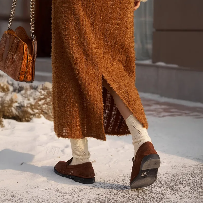 MISHOW Casual Long Skirts Women's Orange Brown-1